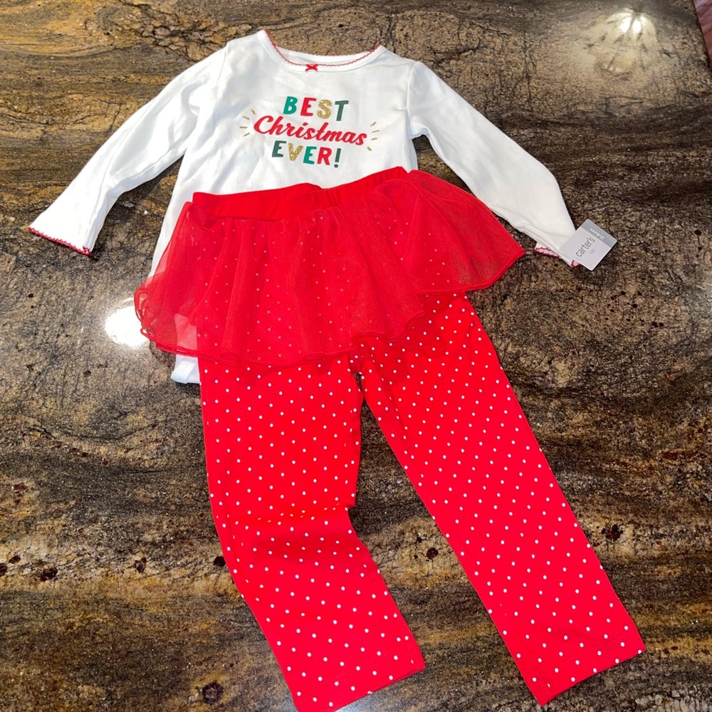 Carter’s Best Christmas Ever 2 piece outfit with tulle 24 month NWT